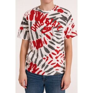 Nike‎ Ohio State Buckeyes T-Shirt THE Nike Tee Red Gray White Tie Dye Small